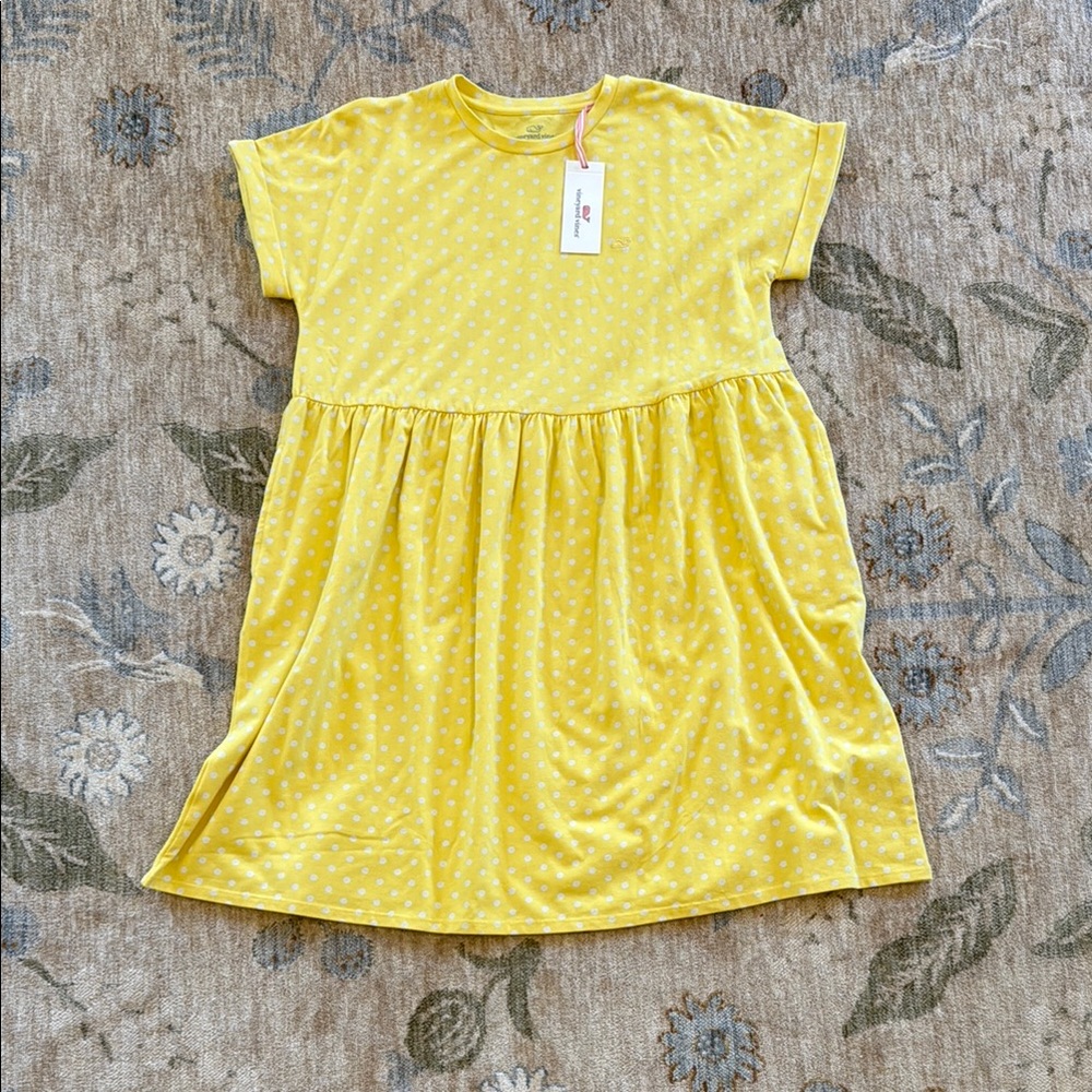 Vineyard Vines Yellow Casual Sundress Crew Neck Short Sleeve